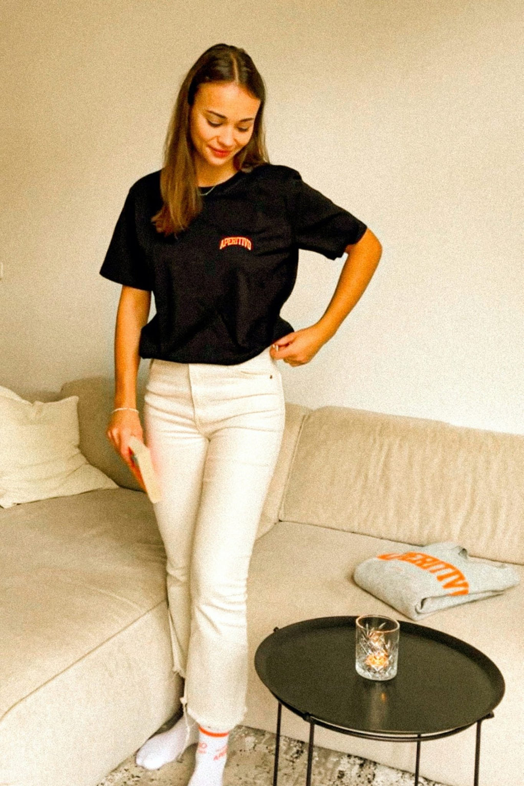 Larrys - aperitivo college T-shirt - schwarz - Larrys Fashion