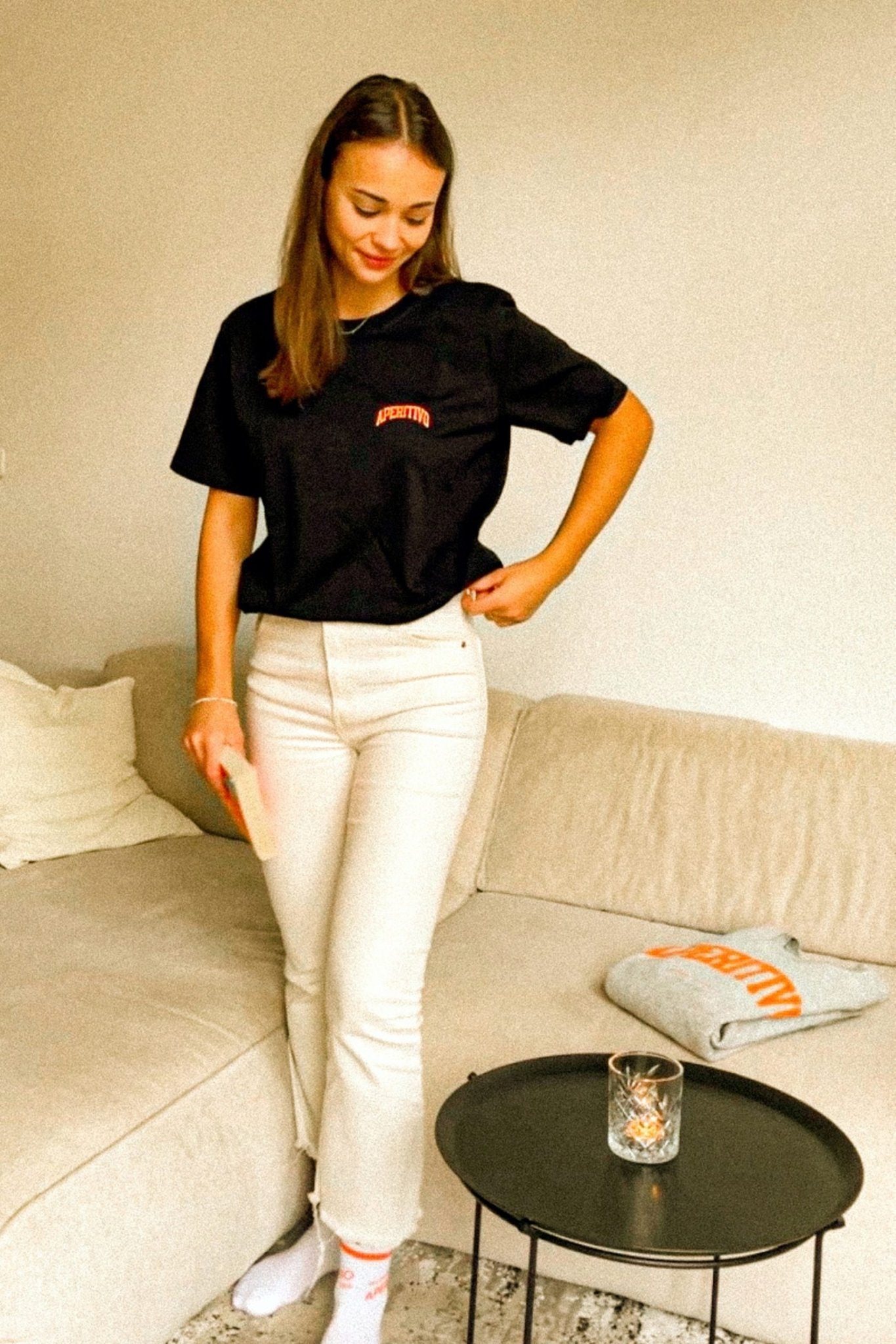 Larrys - aperitivo college T-shirt - schwarz - Larrys Fashion