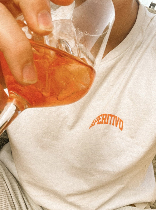 Larrys - aperitivo college T-shirt - weiß - Larrys Fashion