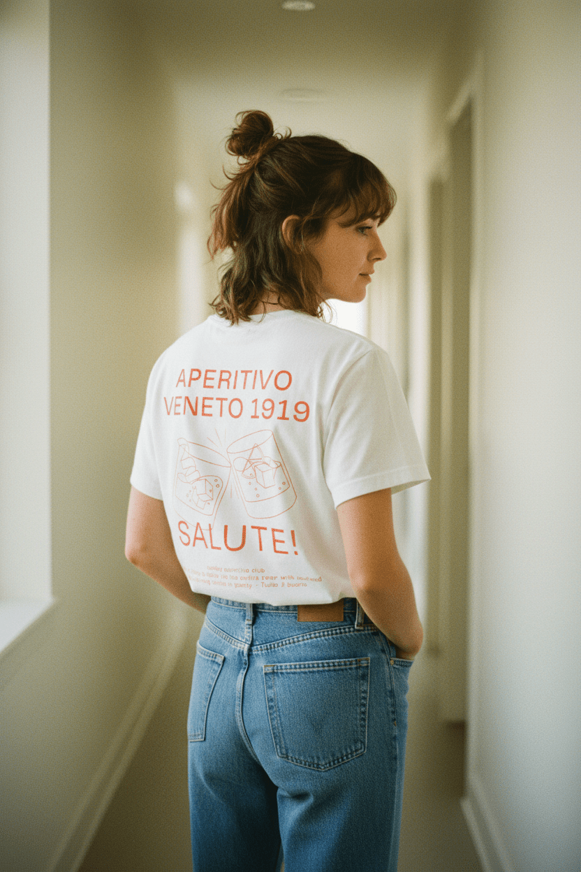 Larrys - drop 2 - sunday aperitivo club T-shirt - weiß - Larrys Fashion