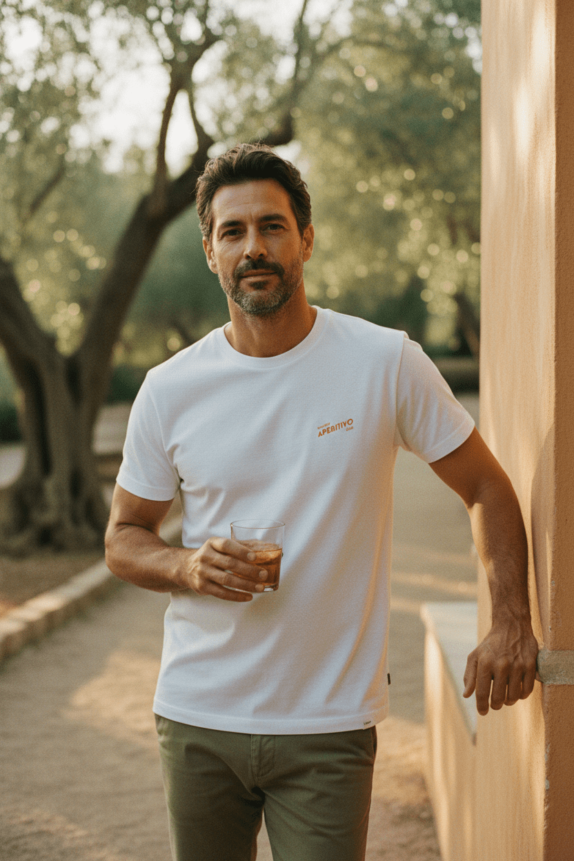 Larrys - drop 3 - sunday aperitivo club T-shirt - weiß - Larrys Fashion