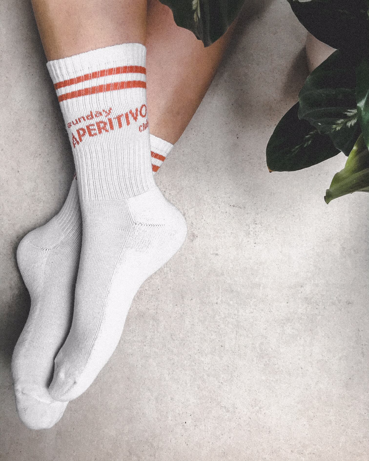 Larrys - sunday aperitivo club Socken - weiß - Larrys Fashion